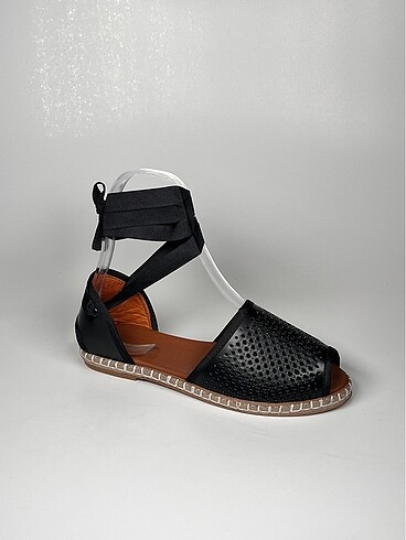 Hakiki deri bilekten bağlamalı kadın espadril ayakkabı - Görsel 18