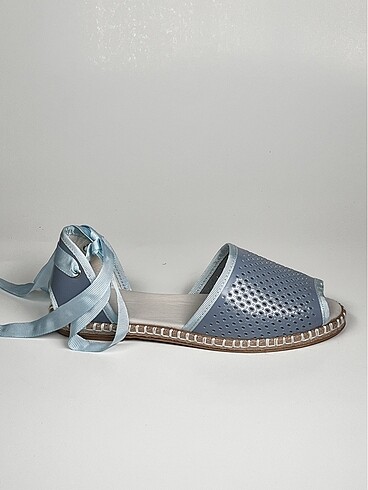 Hakiki deri bilekten bağlamalı kadın espadril ayakkabı - Görsel 14