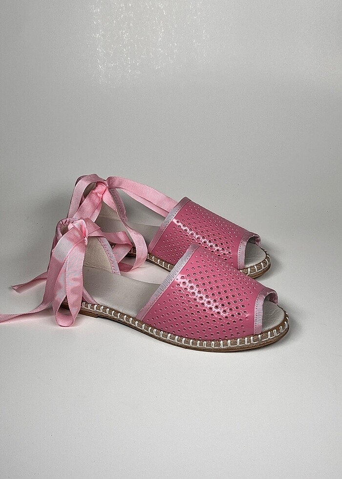 Hakiki deri bilekten bağlamalı kadın espadril ayakkabı - Görsel 4