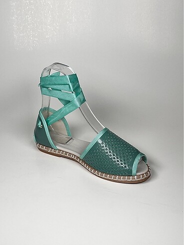 Hakiki deri bilekten bağlama deri espadril kadın ayakkabı - Görsel 3