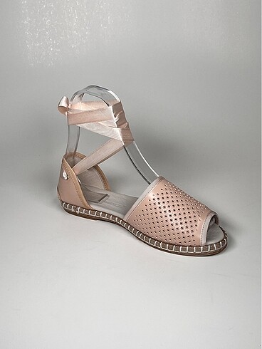 Hakiki deri bilekten bağlama deri espadril kadın ayakkabı - Görsel 9