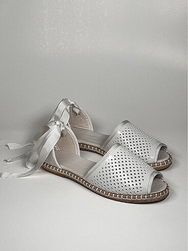 Hakiki deri bilekten bağlama deri espadril kadın ayakkabı - Görsel 4