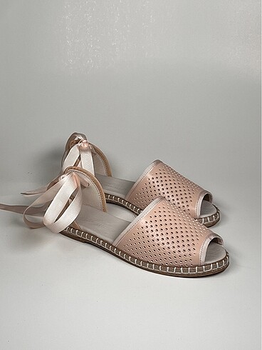 Hakiki deri bilekten bağlama deri espadril kadın ayakkabı - Görsel 7