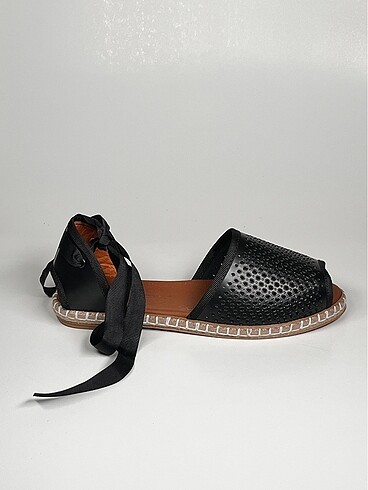 Hakiki deri bilekten bağlama deri espadril kadın ayakkabı - Görsel 11