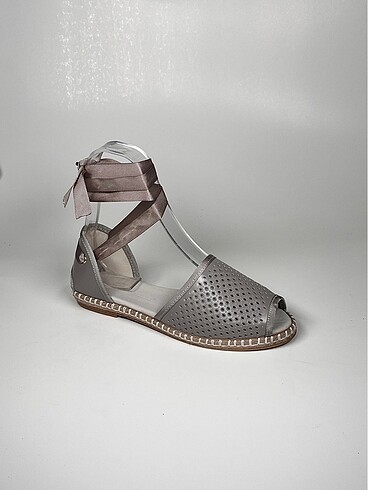 Hakiki deri bilekten bağlama deri espadril kadın ayakkabı - Görsel 15