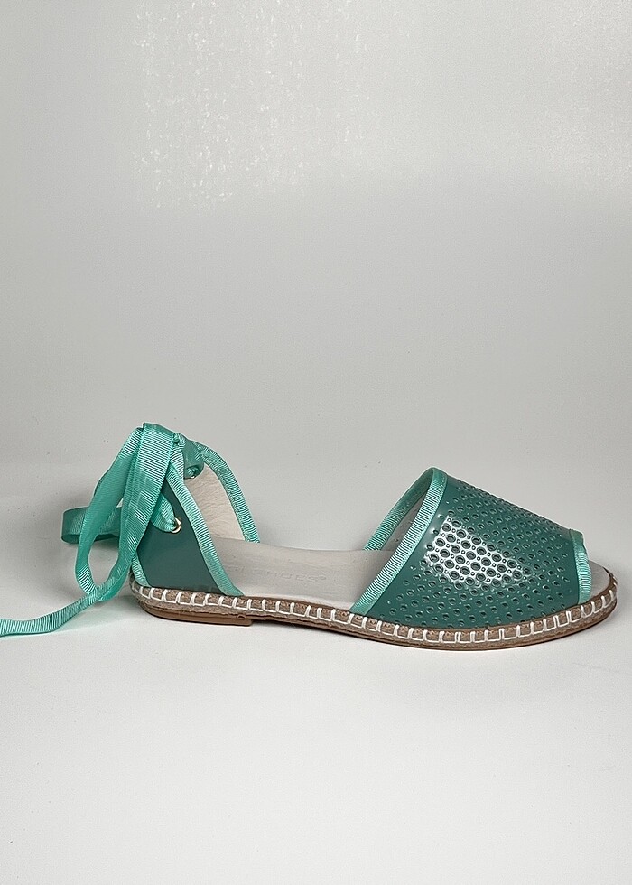 Hakiki deri bilekten bağlama deri espadril kadın ayakkabı - Görsel 2