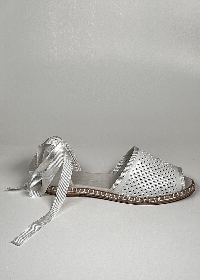 Hakiki deri bilekten bağlama deri espadril kadın ayakkabı - Görsel 5