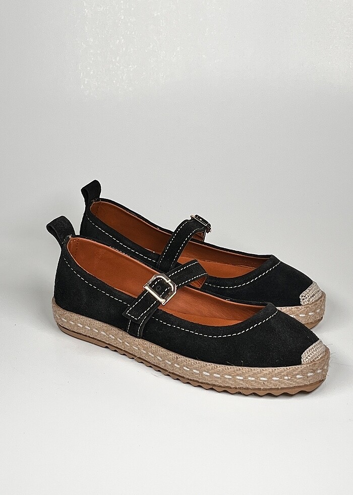 hakiki deri tokalı kadın espadril ayakkabı - Görsel 3