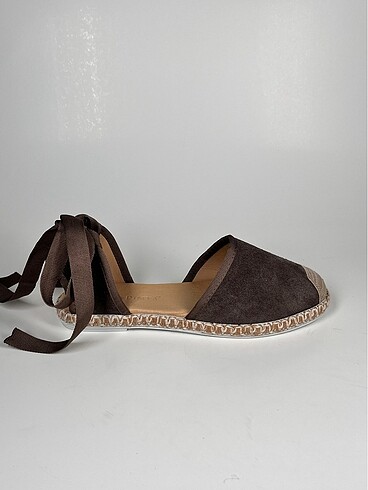 hakiki deri bilekten baplama süet espadril kadın ayakkabı yeni s - Görsel 6