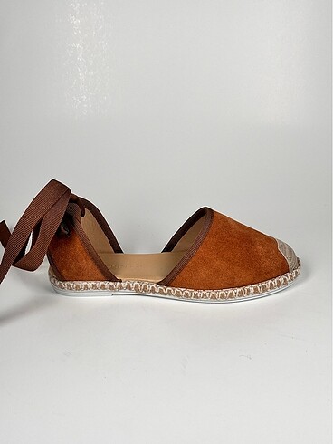 hakiki deri bilekten baplama süet espadril kadın ayakkabı yeni s - Görsel 8