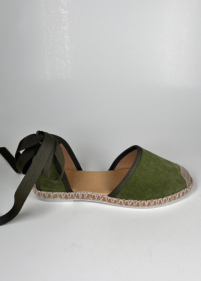 hakiki deri bilekten baplama süet espadril kadın ayakkabı yeni s - Görsel 4