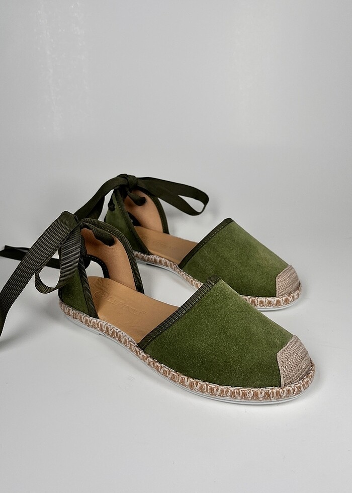 hakiki deri bilekten baplama süet espadril kadın ayakkabı yeni s - Görsel 3