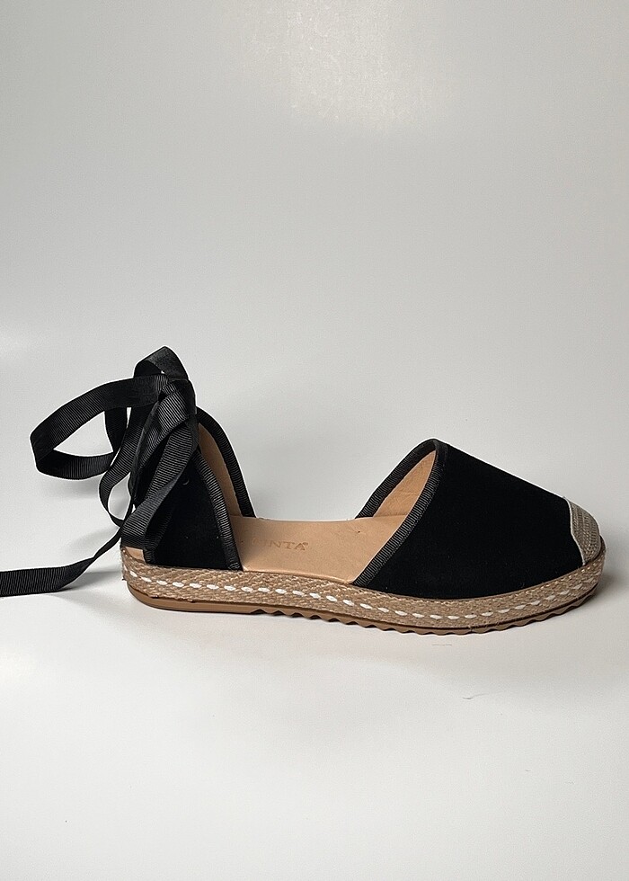 hakiki deri süet bilekten bağlama kadın espadril ayakkabı yeni s - Görsel 2