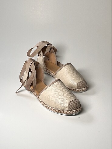 hakiki deri bilekten bağlamalı kadın espadril ayakkabı yeni sezo - Görsel 5