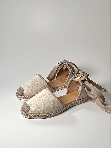 hakiki deri bilekten bağlamalı kadın espadril ayakkabı yeni sezo - Görsel 6