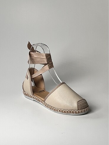 hakiki deri bilekten bağlamalı kadın espadril ayakkabı yeni sezo - Görsel 8