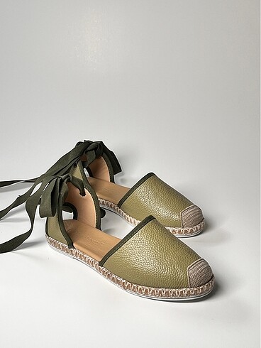 hakiki deri bilekten bağlamalı kadın espadril ayakkabı yeni sezo - Görsel 9