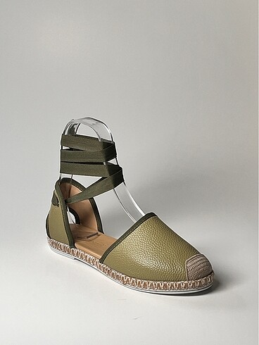 hakiki deri bilekten bağlamalı kadın espadril ayakkabı yeni sezo - Görsel 12