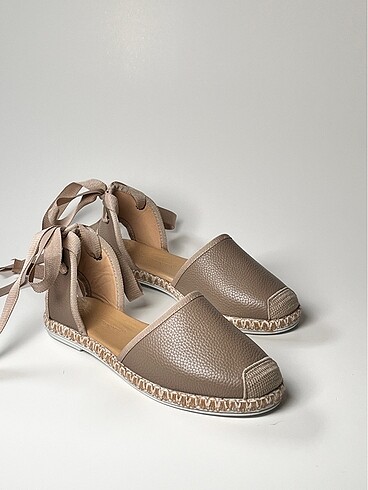 hakiki deri bilekten bağlamalı kadın espadril ayakkabı yeni sezo - Görsel 13