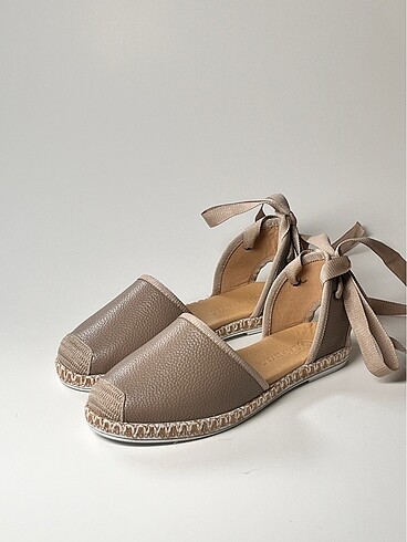 hakiki deri bilekten bağlamalı kadın espadril ayakkabı yeni sezo - Görsel 14
