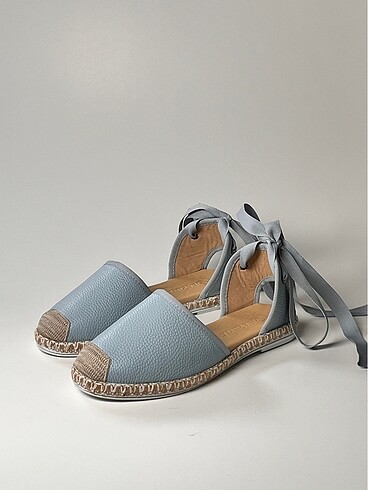 hakiki deri bilekten bağlamalı kadın espadril ayakkabı yeni sezo - Görsel 18