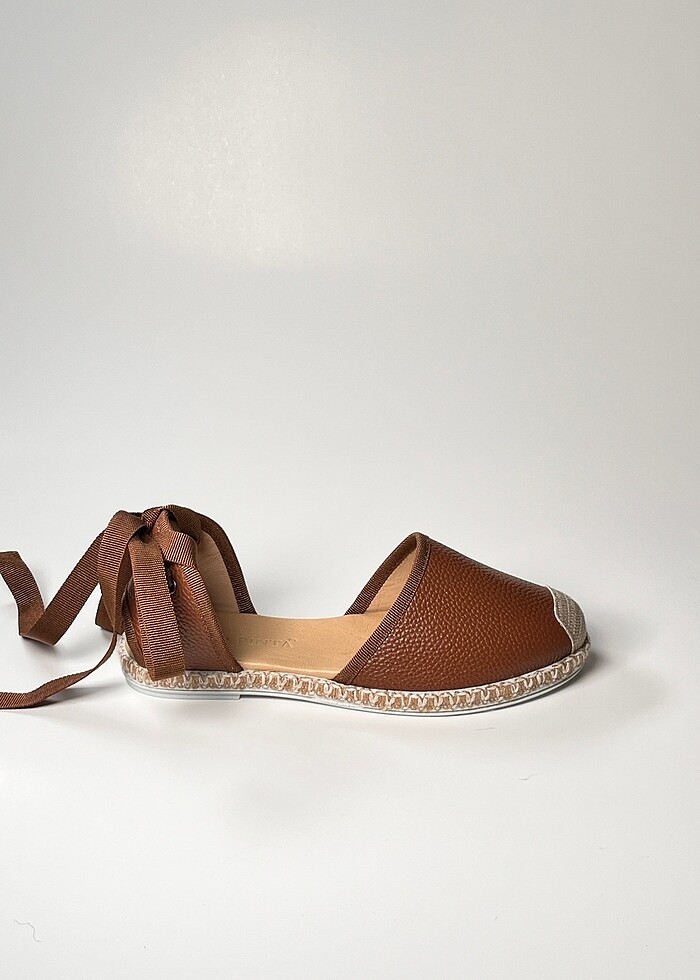 hakiki deri bilekten bağlamalı kadın espadril ayakkabı yeni sezo - Görsel 3