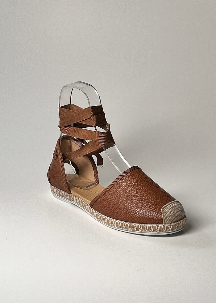 hakiki deri bilekten bağlamalı kadın espadril ayakkabı yeni sezo - Görsel 4