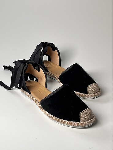 hakiki deri bilekten bağlama süet espadril ayakkabı - Görsel 5