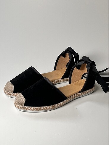 hakiki deri bilekten bağlama süet espadril ayakkabı - Görsel 6