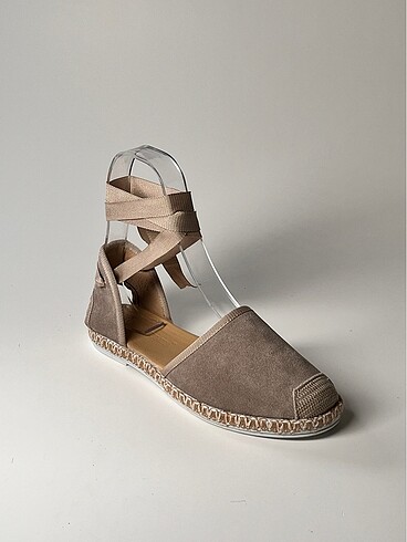 hakiki deri bilekten bağlama süet espadril ayakkabı - Görsel 12