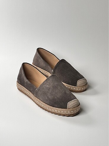 hakiki deri süet kadın espadril ayakkabı - Görsel 5