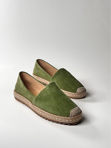 hakiki deri süet kadın espadril ayakkabı - Görsel 7