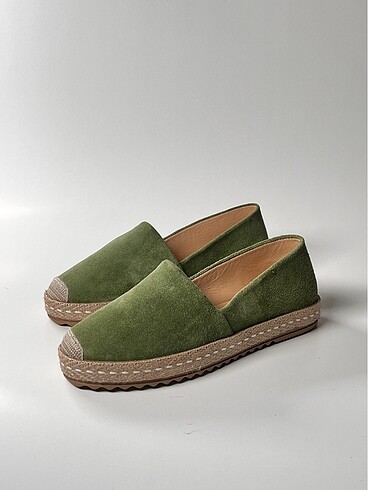 hakiki deri süet kadın espadril ayakkabı - Görsel 8