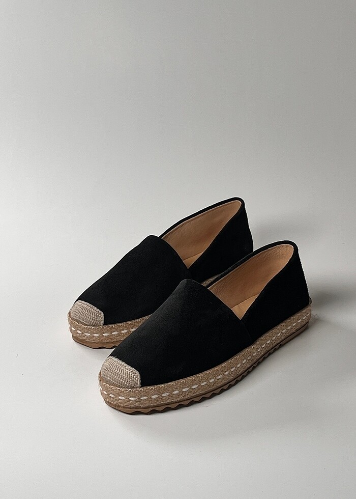 hakiki deri süet kadın espadril ayakkabı - Görsel 2