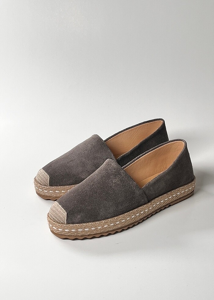 hakiki deri süet kadın espadril ayakkabı - Görsel 4
