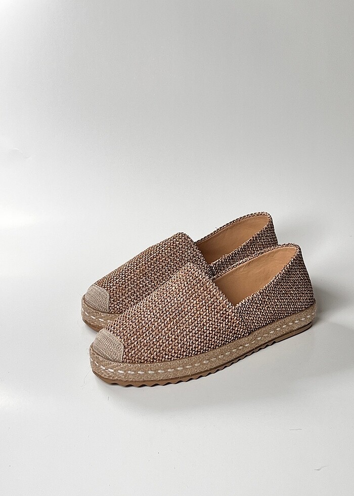 hakiki deri hakiki keten espadril kadın ayakkabı - Görsel 2