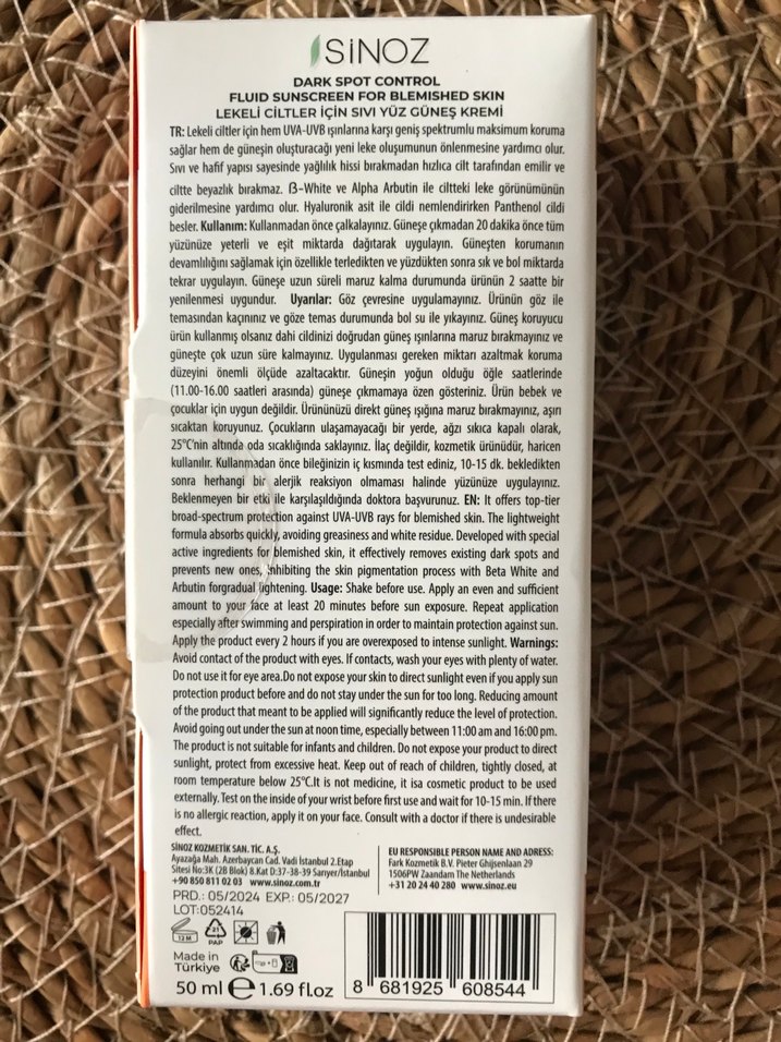 Sinoz Leke Karşıtı Sıvı Güneş Kremi SPF50 - Görsel 2
