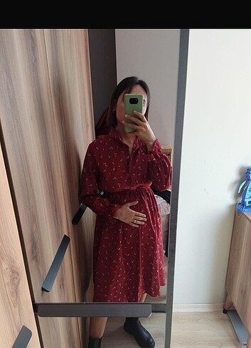 KADİFE çiçekli modern elbise 