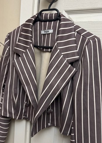 Diğer Degoje Cizgili Gri Blazer Ceket