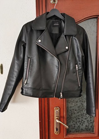 Defacto Sehir Stiline Uygun Siyah Deri Biker Ceket