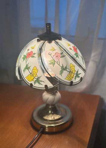 American Vintage Vintage Cicek Desenli Cam Masa Lambasi