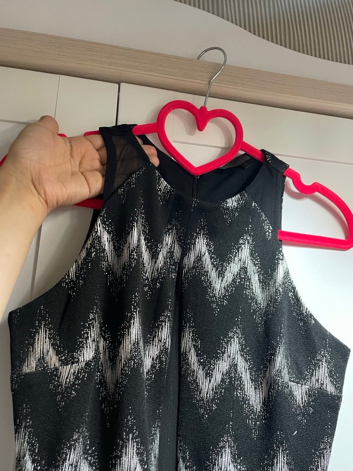 Siyah Midi V Yaka Elbise - Görsel 2