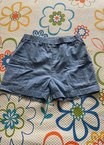 Düğmeli Gri Hamile Mini Denim Şort