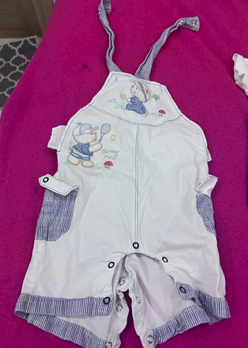 Düğmeli Gri-Beyaz Erkek Bebek Tulum - Görsel 2