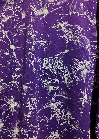Hugo Boss Mor desenli baskılı unisex Tişört