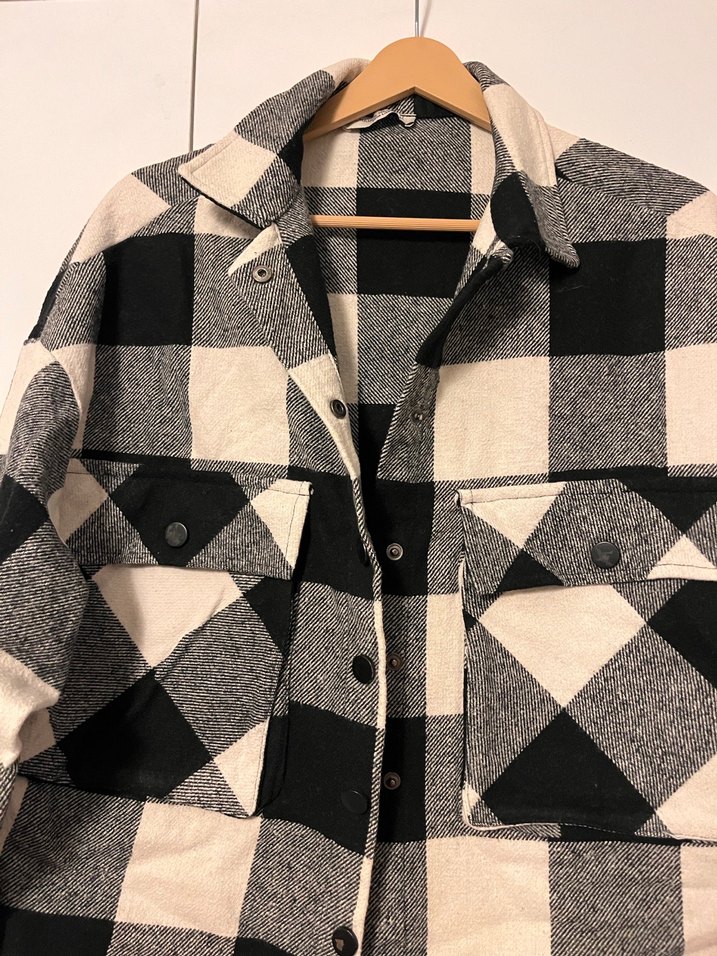 Gri Ekose Düğmeli Kadın Gömlek - Görsel 5