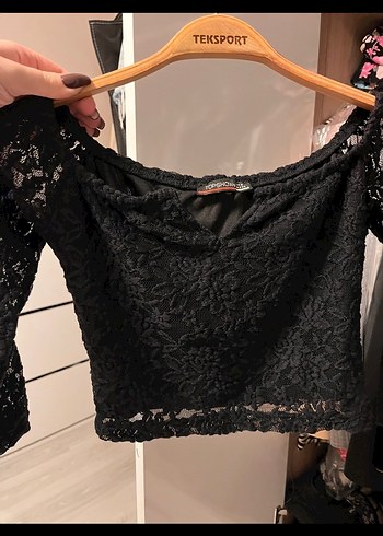 Siyah Dantel Detaylı Straplez Bluz - Görsel 2