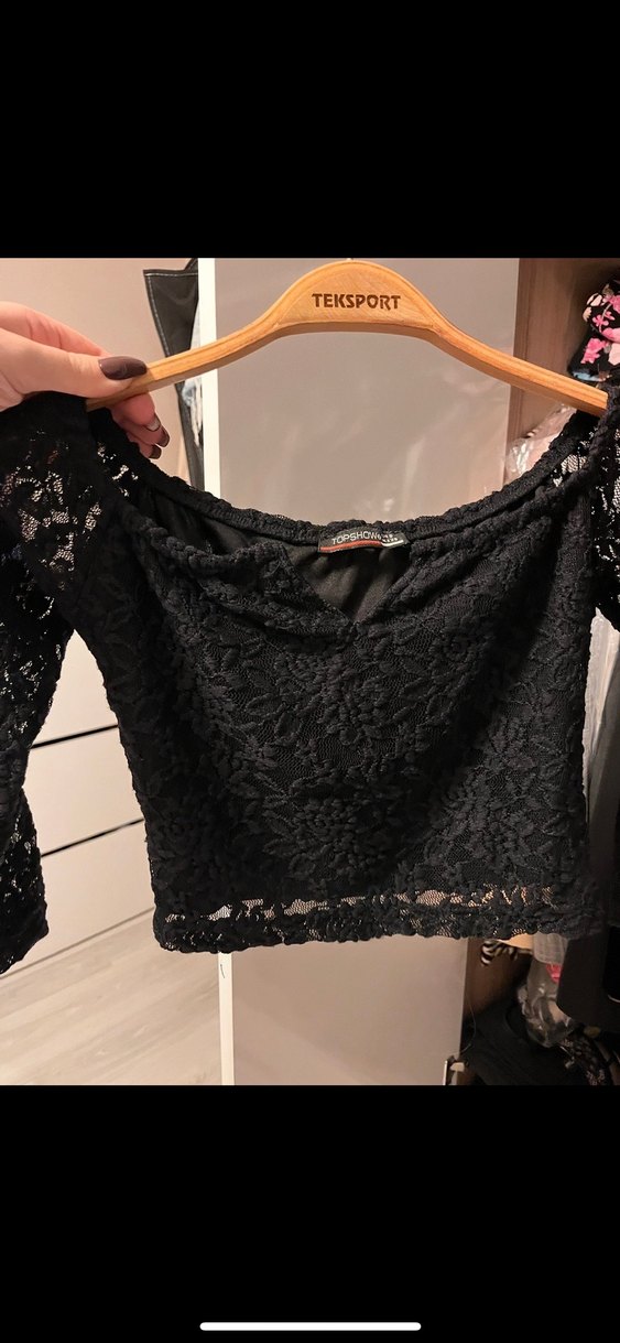 Siyah Dantel Detaylı Straplez Bluz - Görsel 2