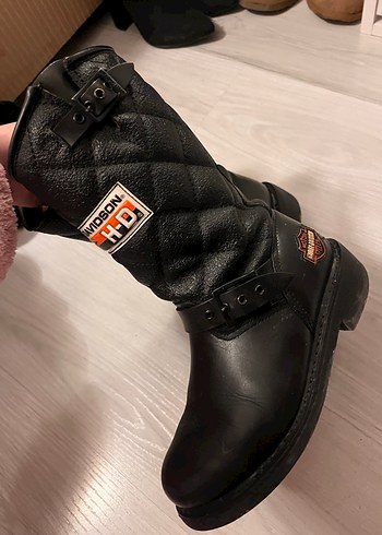 Harley-Davidson Siyah Deri Biker Bot - Görsel 5