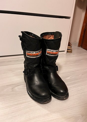 Harley-Davidson Siyah Deri Biker Bot - Görsel 2